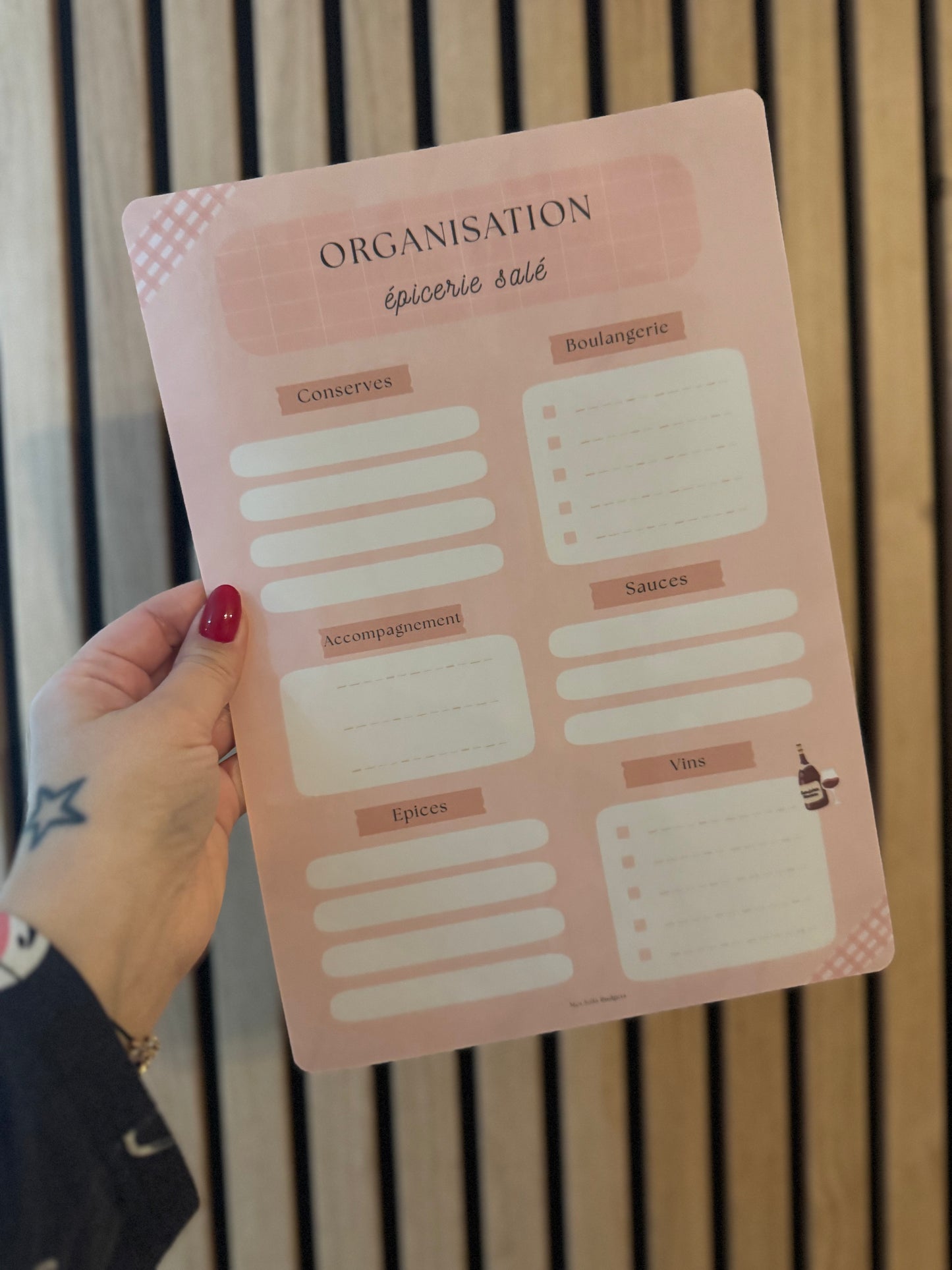 Fiche A4 recto verso plastifiée « organisation épicerie salé et sucré »