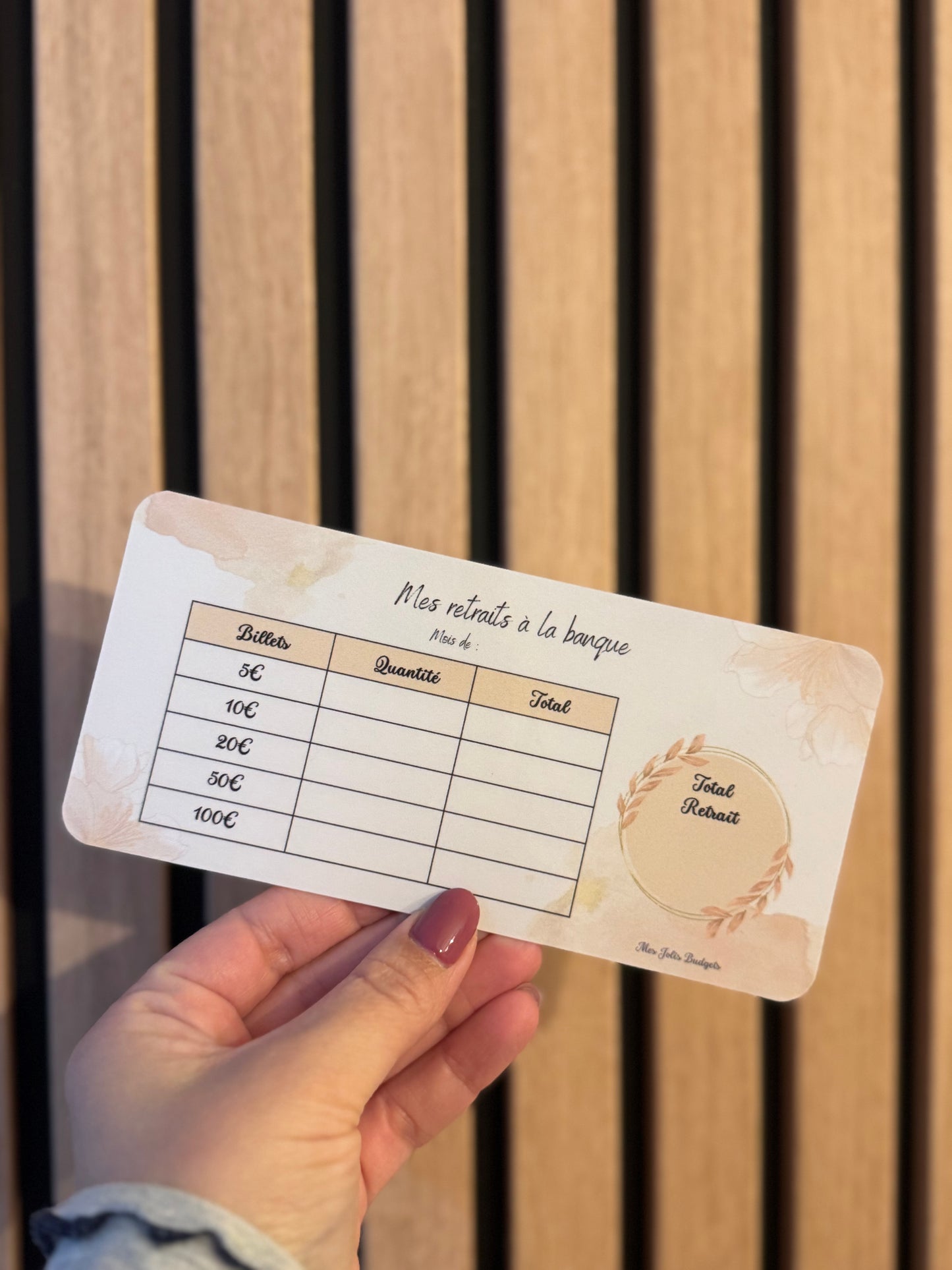 Fiche Retrait Banque Beige Plastifiée