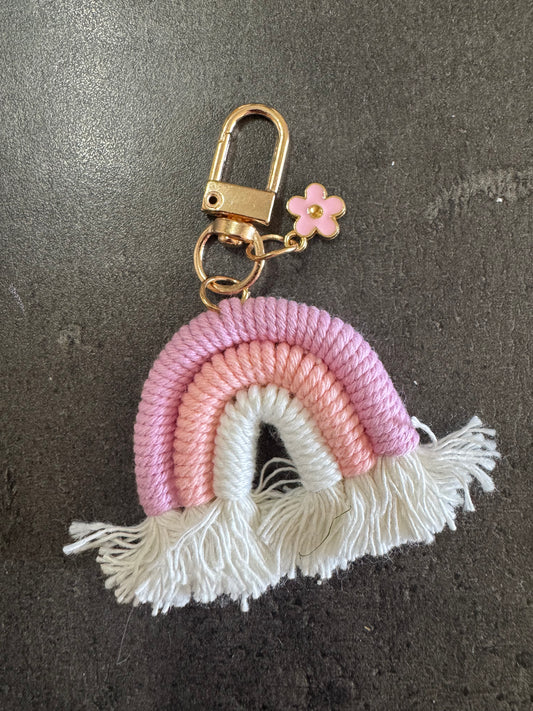 Porte clé arc en ciel & petite fleur