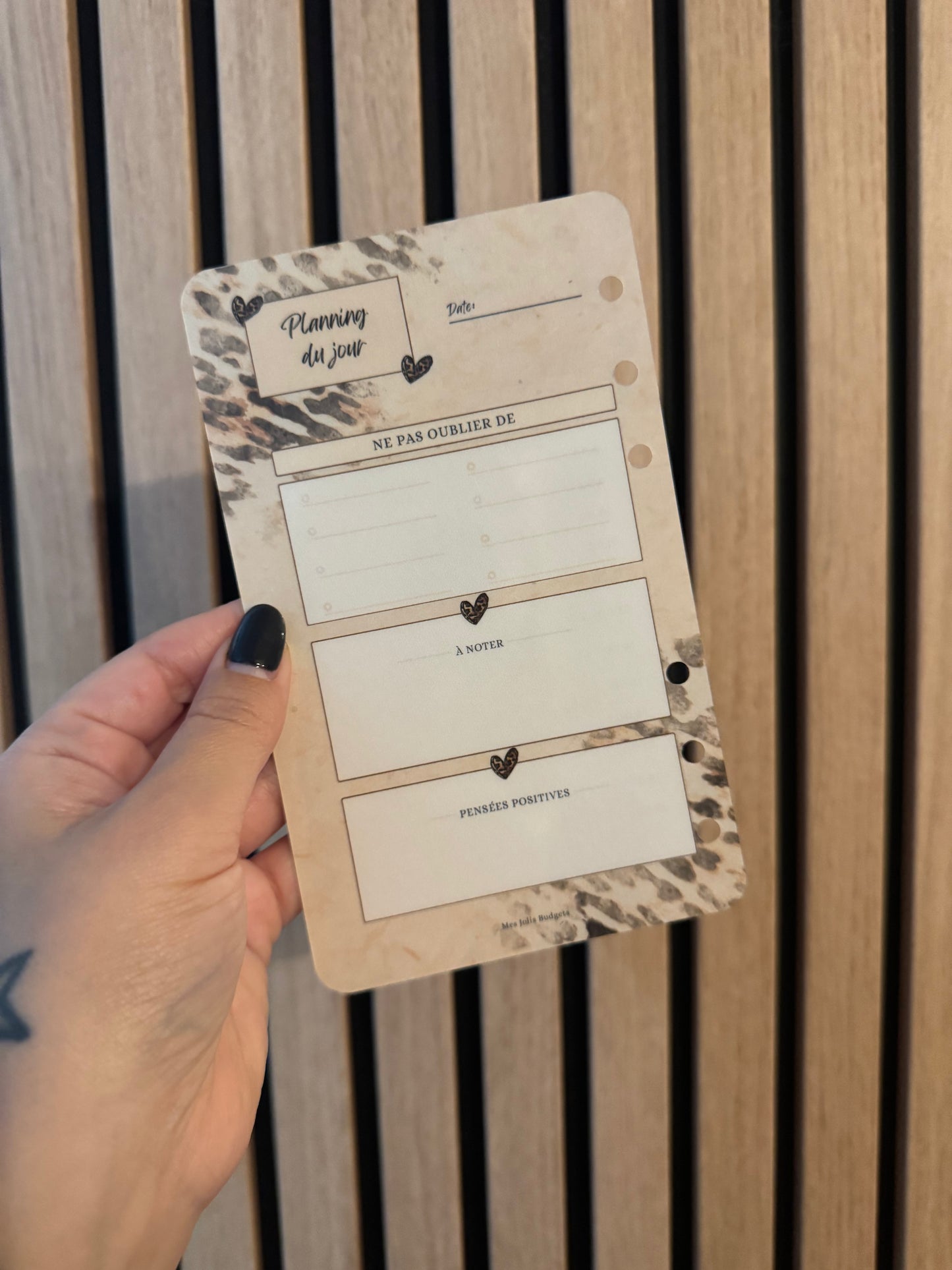 Fiche « Mon Planning du jour »