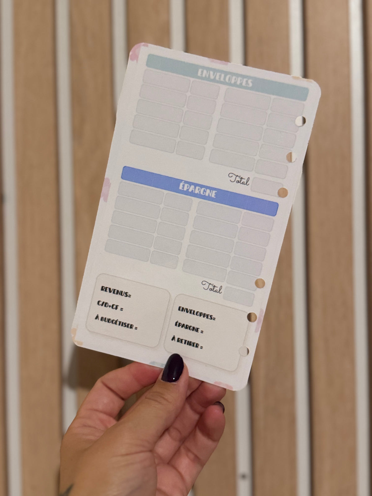Fiches A6 « mes essentiels budget »