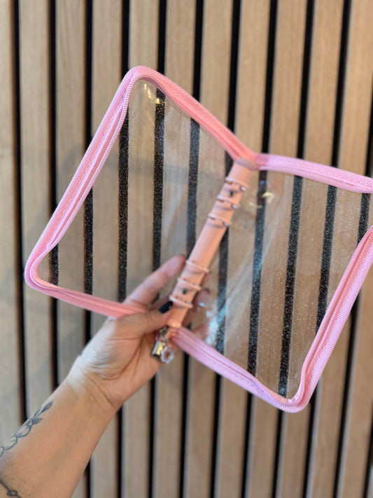 Classeur avec fermeture A6 rose à paillettes