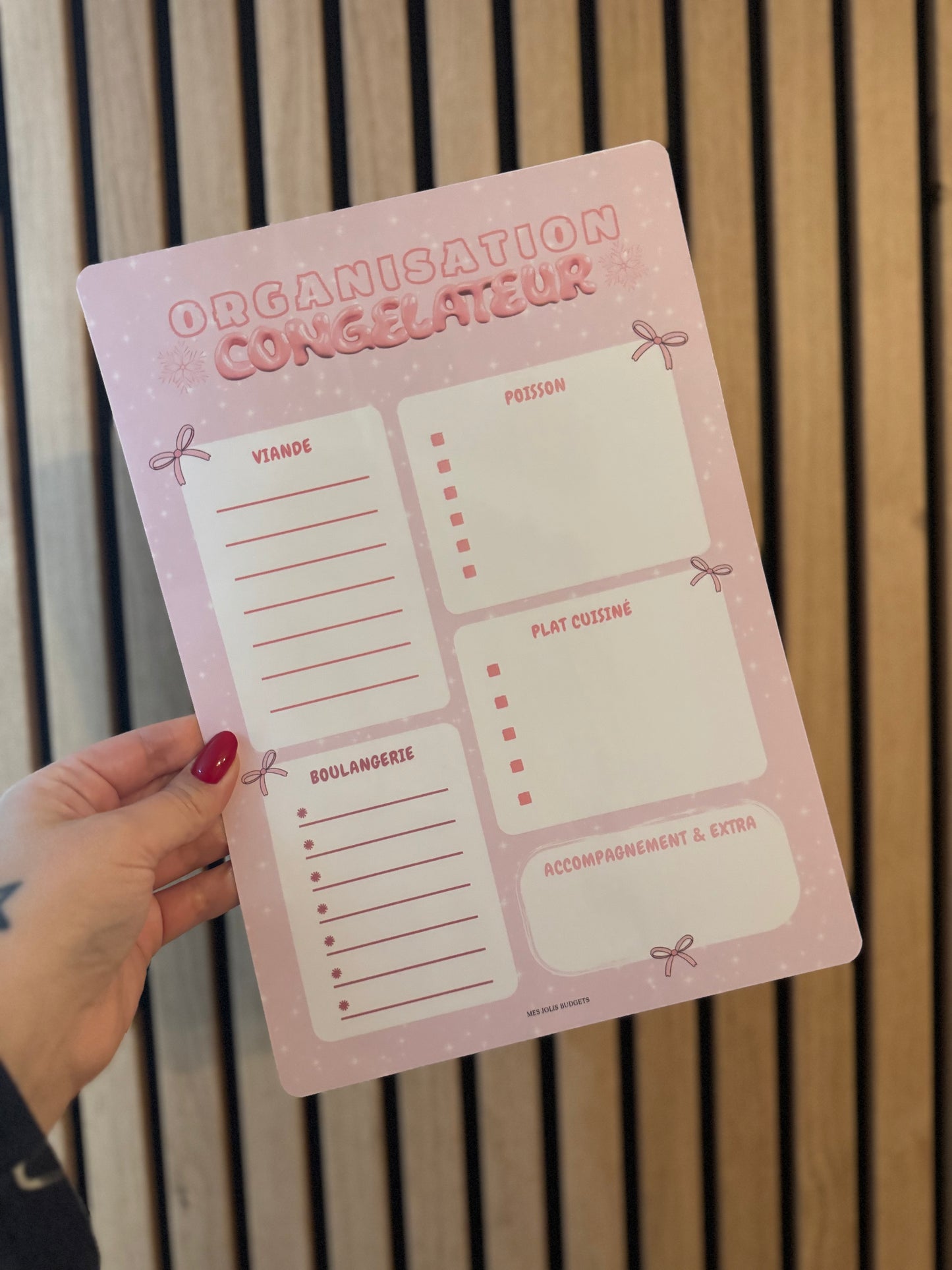 Fiche A4 plastifiée – Organisation Congélateur