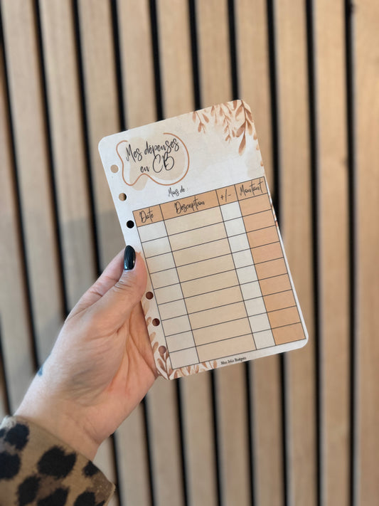 Tracker A6 Suivi Dépenses CB Beige
