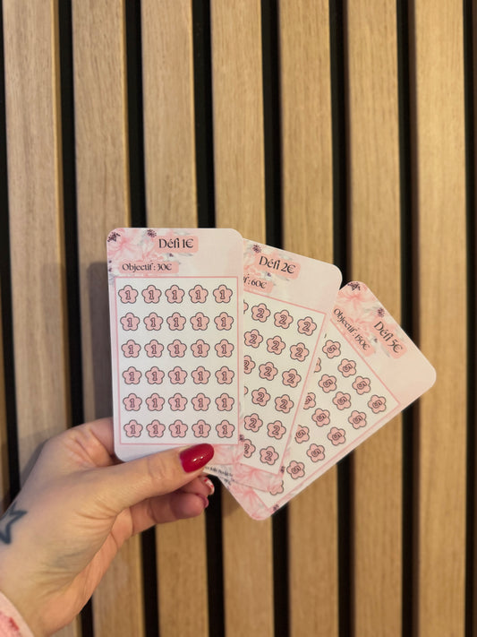 Défis Budget 1€ • 2€ • 5€ – Format A7 🌸