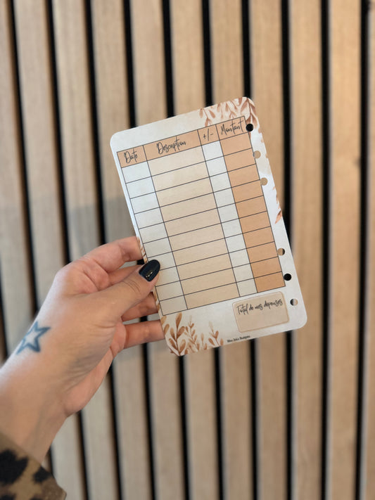 Tracker A6 Suivi Dépenses CB Beige