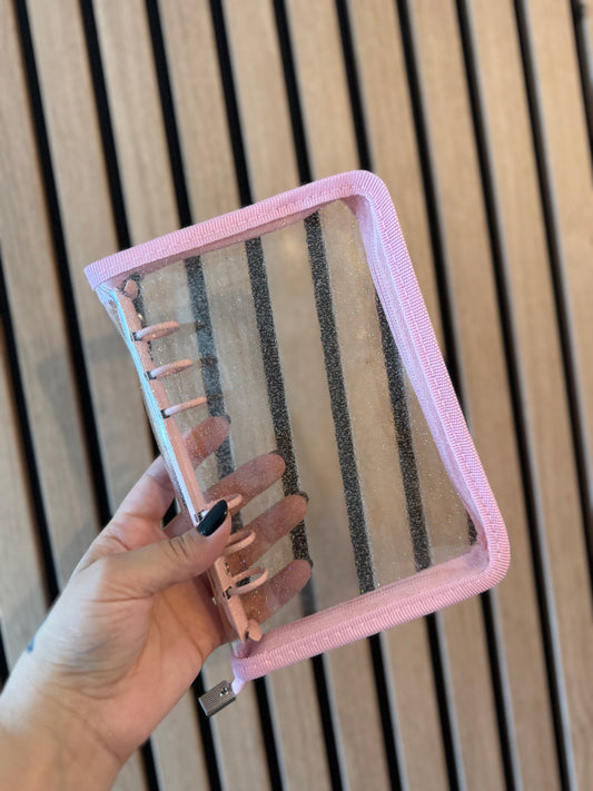 Classeur avec fermeture A6 rose à paillettes