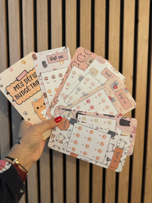 Budget Enfant : Lot trackers défi budgétaire + page de garde couverture motif Chats 🐱