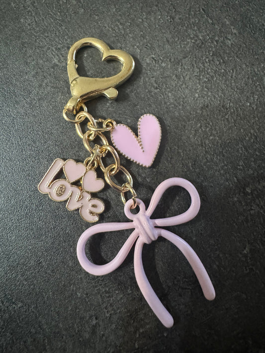 Porte clé Love & noeud pastel 💕