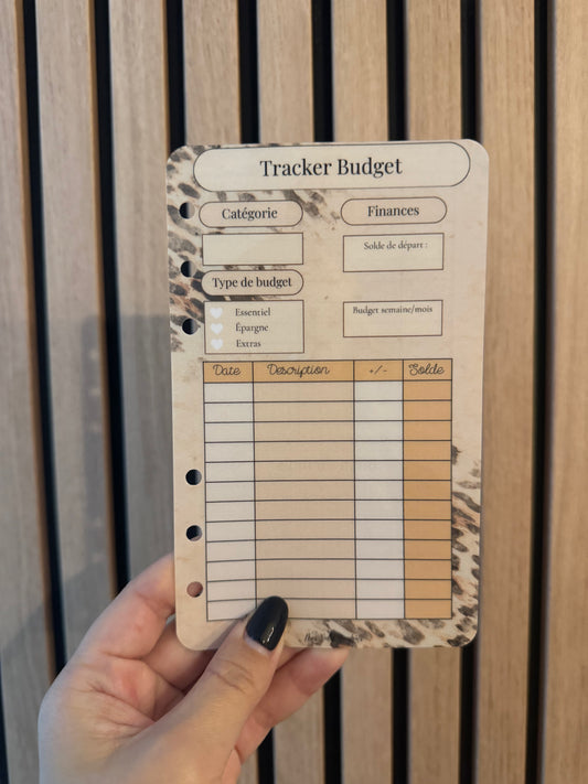 Tracker budget recto verso A6 leopard